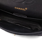 Chanel Classic Double Flap Medium Canvas Leinen Schwarz GHW