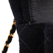 Chanel Classic Double Flap Medium Canvas Leinen Schwarz GHW