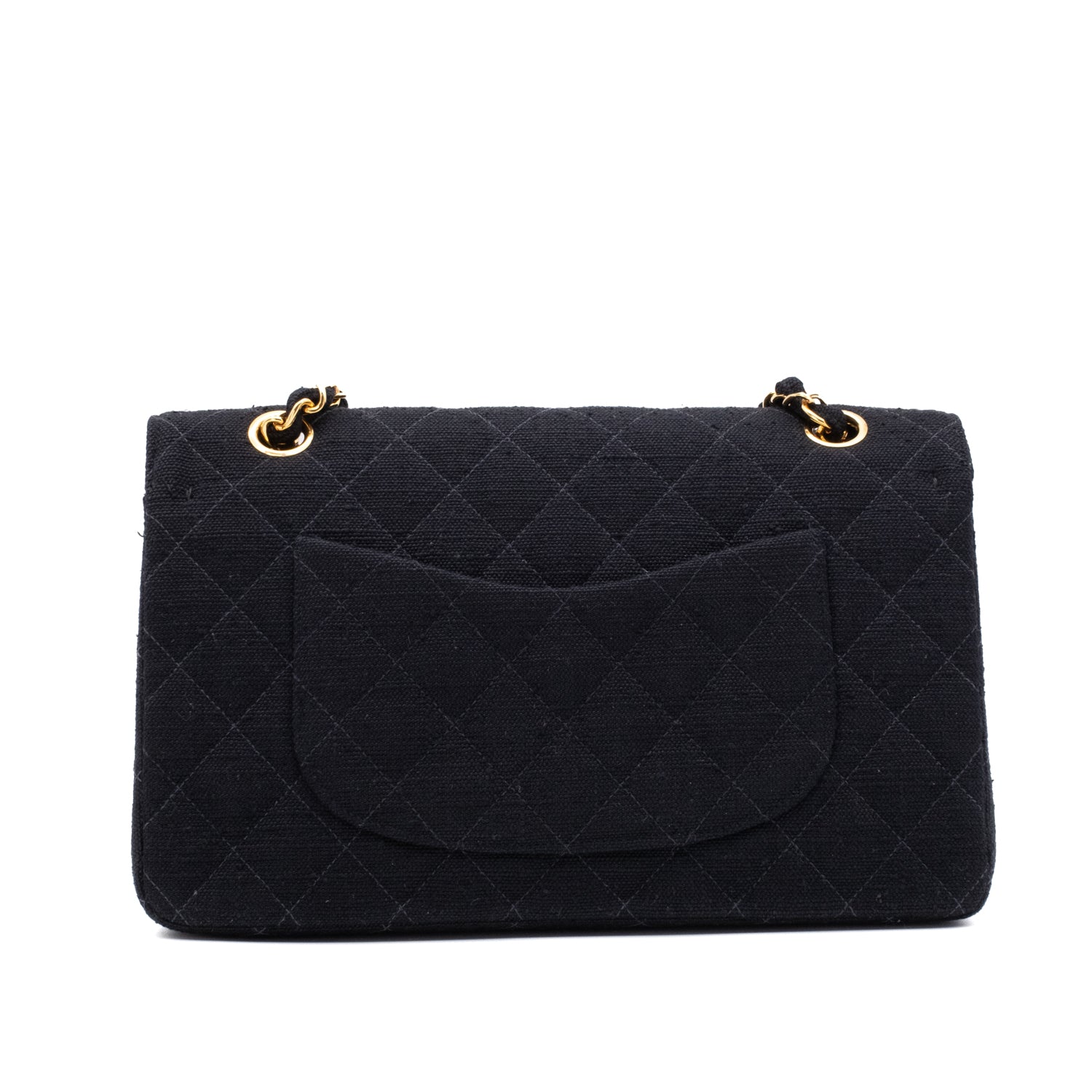 Chanel Classic Double Flap Medium Canvas Leinen Schwarz GHW