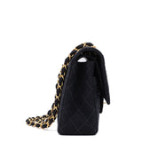 Chanel Classic Double Flap Medium Canvas Leinen Schwarz GHW