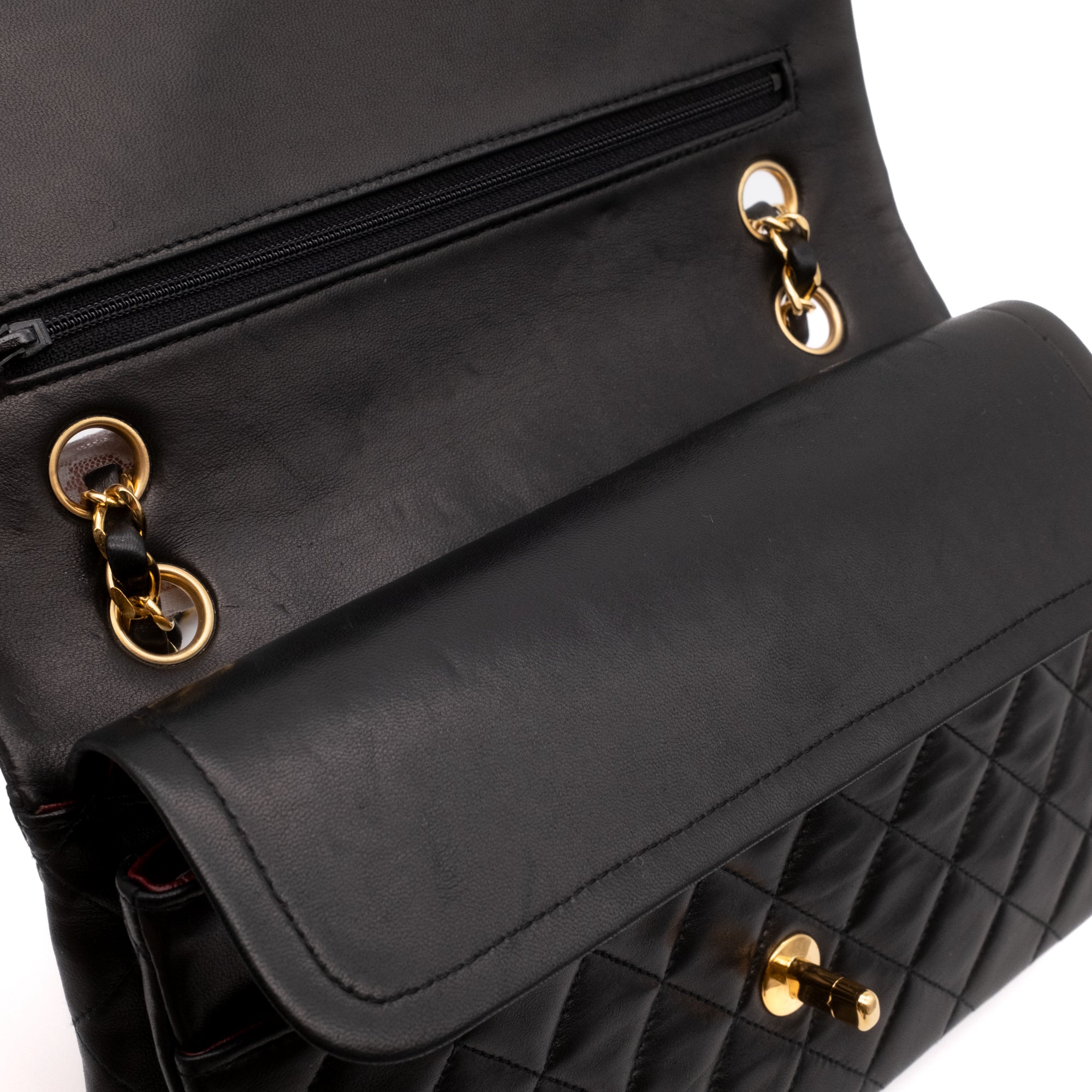 Chanel Classic Double Flap Medium Lammleder Schwarz GHW