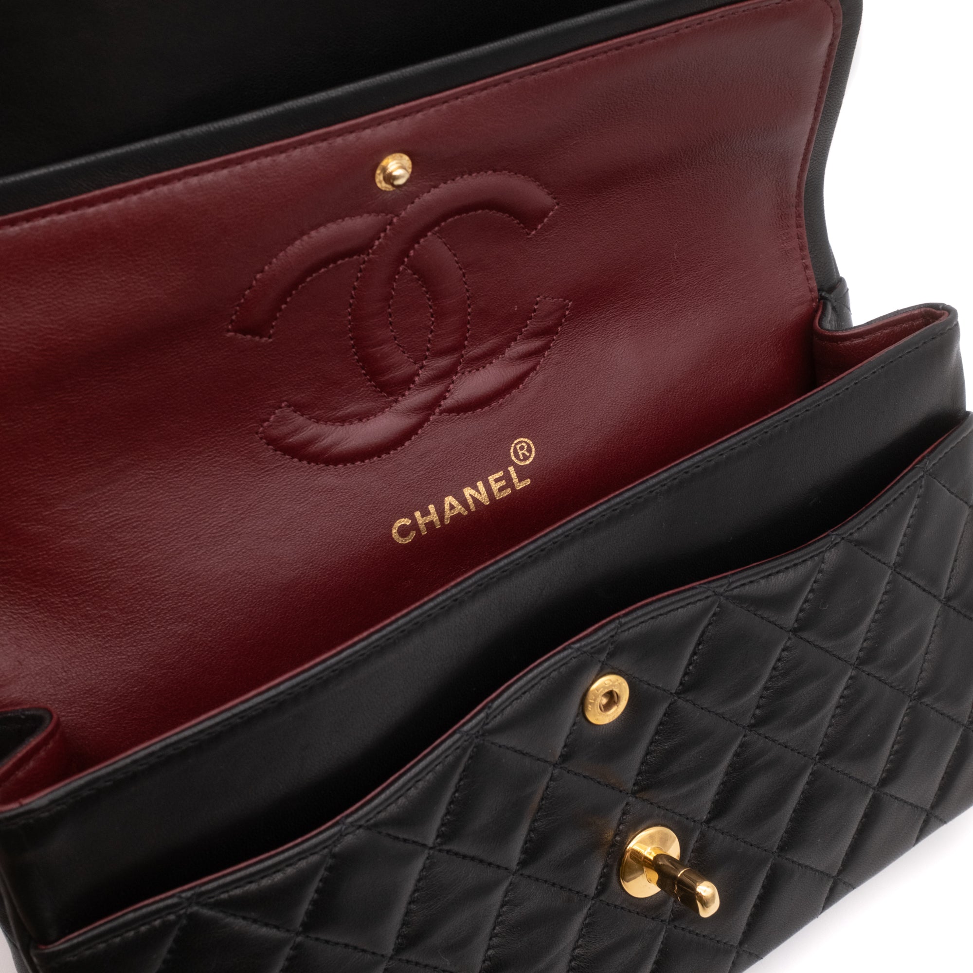 Chanel Classic Double Flap Medium Lammleder Schwarz GHW