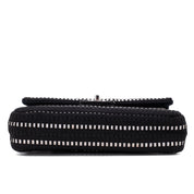 Chanel Classic Double Flap Medium Tweed Ribbon Schwarz/Weiß PHW