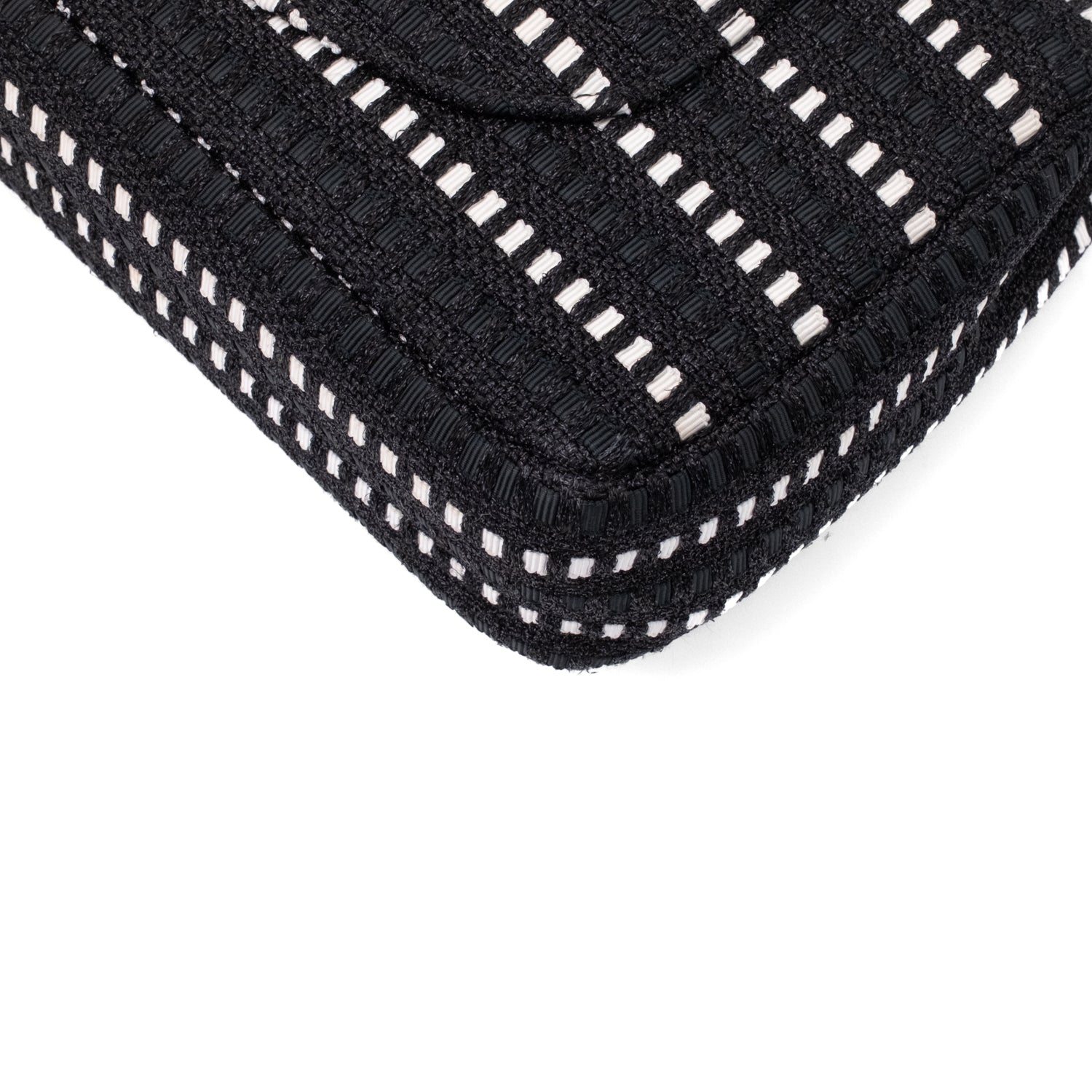 Chanel Classic Double Flap Medium Tweed Ribbon Schwarz/Weiß PHW