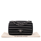 Chanel Classic Double Flap Medium Tweed Ribbon Schwarz/Weiß PHW