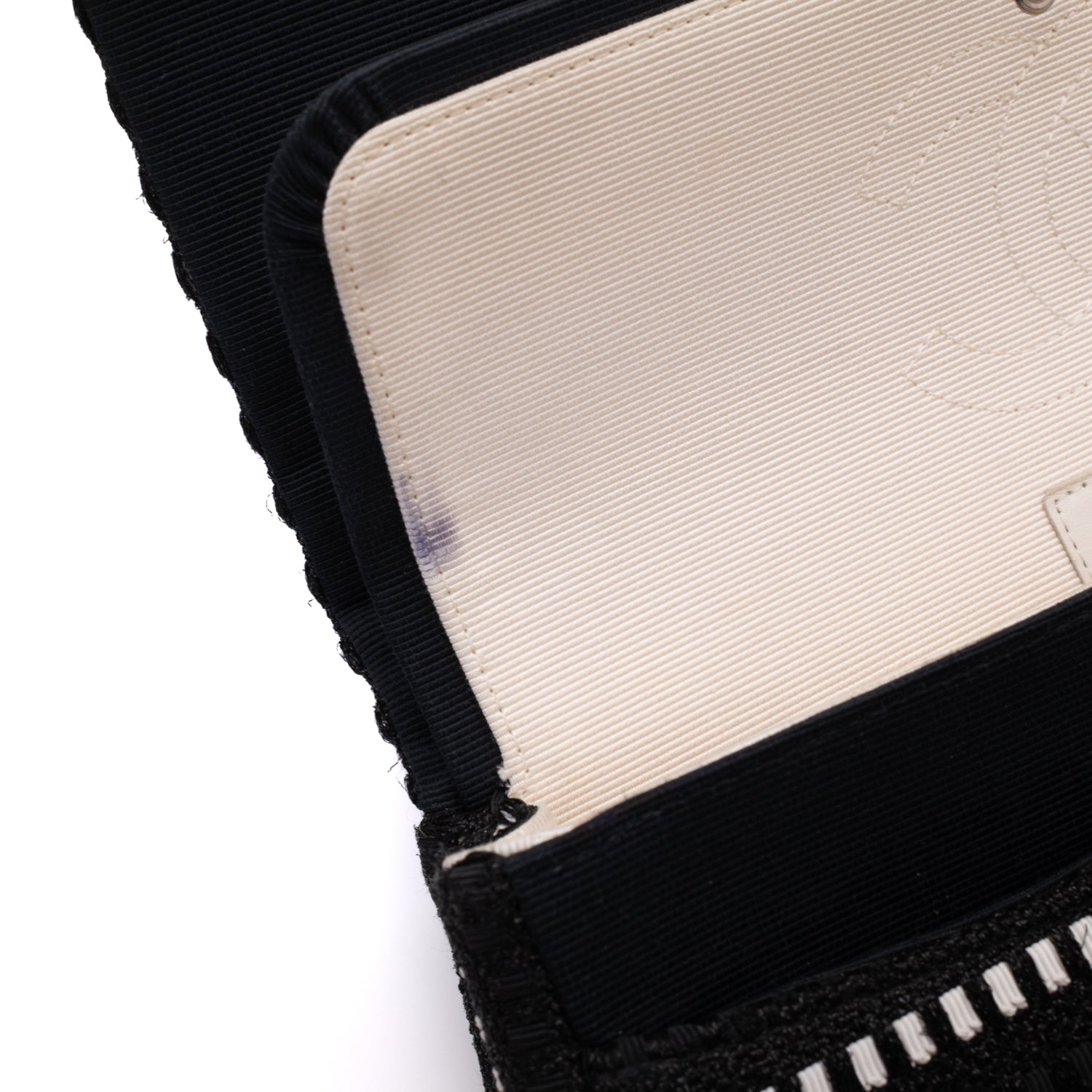 Chanel Classic Double Flap Medium Tweed Ribbon Schwarz/Weiß PHW