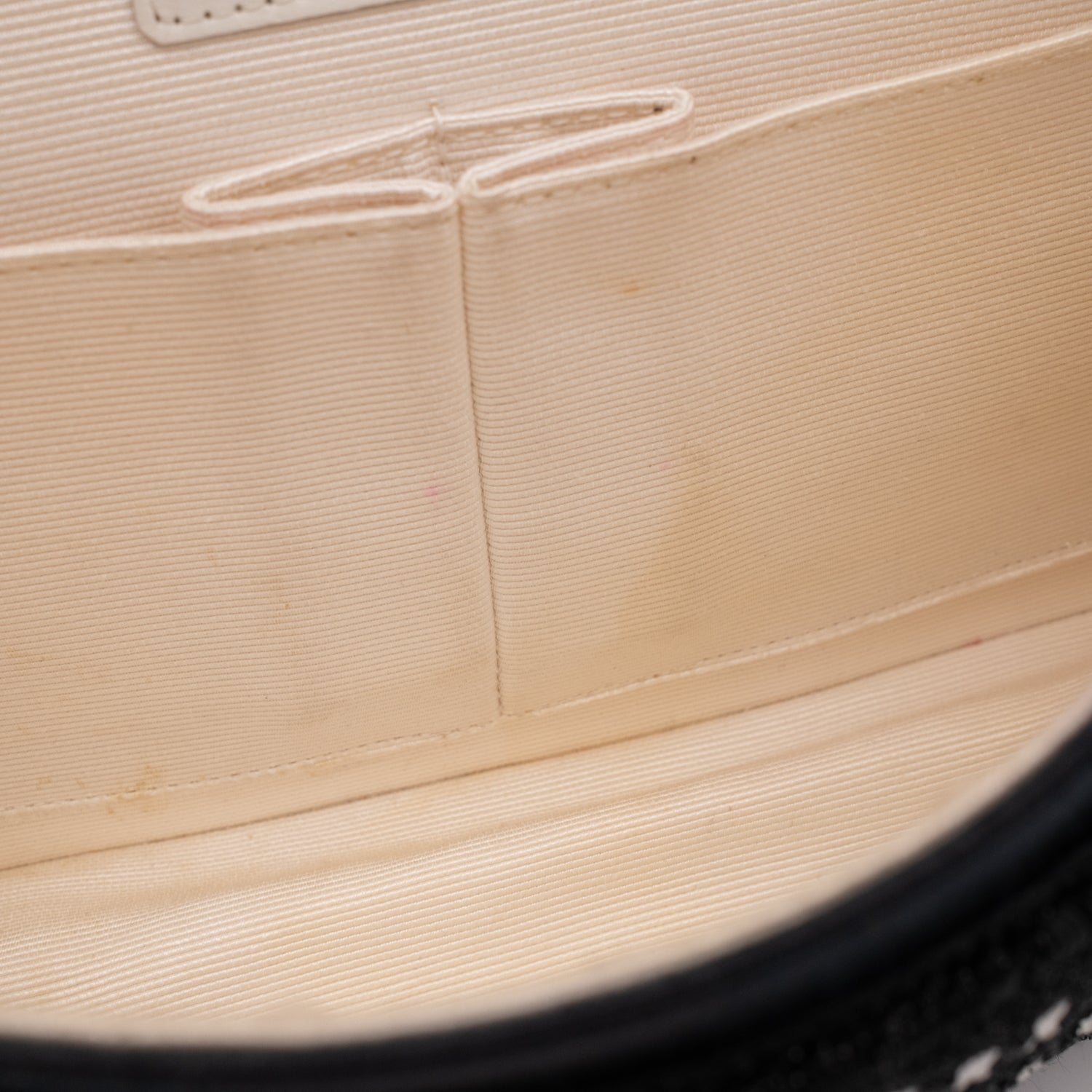 Chanel Classic Double Flap Medium Tweed Ribbon Schwarz/Weiß PHW