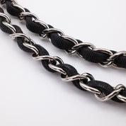 Chanel Classic Double Flap Medium Tweed Ribbon Schwarz/Weiß PHW