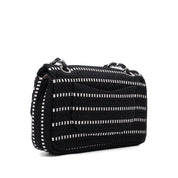 Chanel Classic Double Flap Medium Tweed Ribbon Schwarz/Weiß PHW