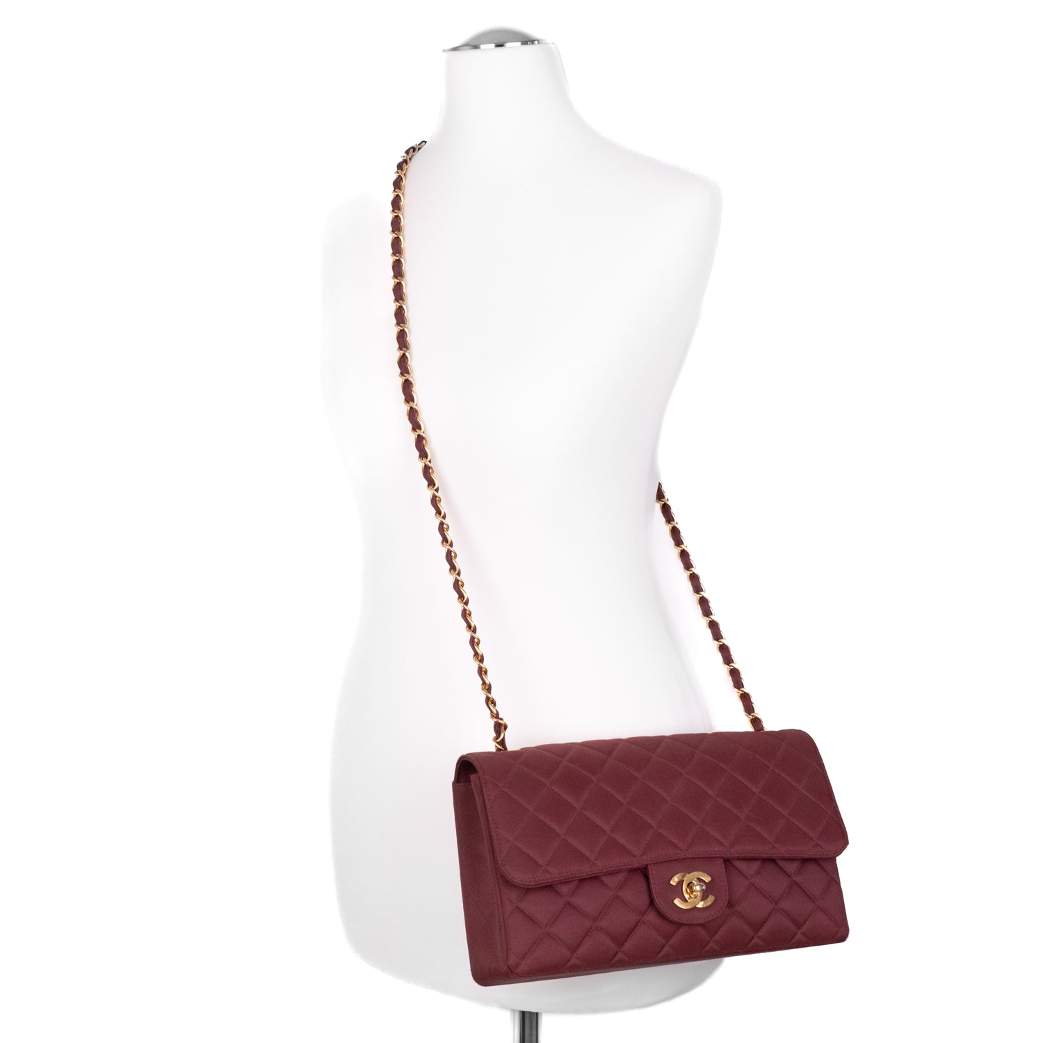 Chanel Classic Single Flap Medium Nylon Burgundy GHW