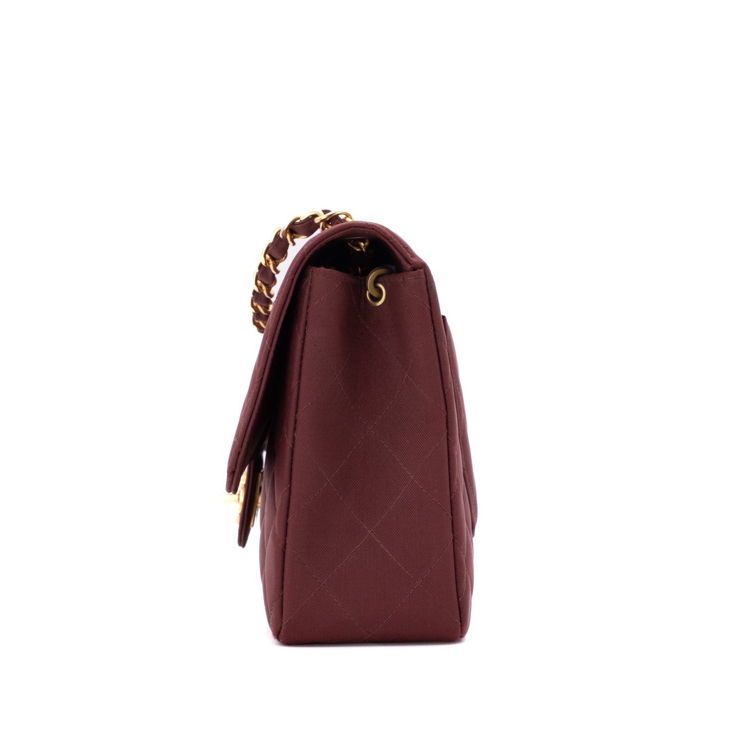 Chanel Classic Single Flap Medium Nylon Burgundy GHW