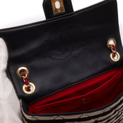 Chanel Classic Single Flap Small Jersey Rot Creme Navy GHW