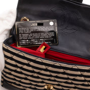 Chanel Classic Single Flap Small Jersey Rot Creme Navy GHW