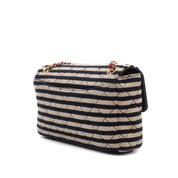 Chanel Classic Single Flap Small Jersey Rot Creme Navy GHW