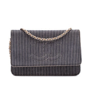 Chanel Wallet On Chain WOC Denim Streifen Navy Creme PHW