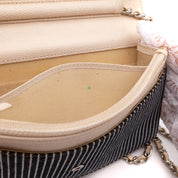 Chanel Wallet On Chain WOC Denim Streifen Navy Creme PHW