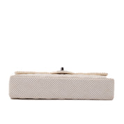 Chanel Classic Single Flap East West Medium Perforiertem Lammleder Off-White PHW