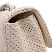 Chanel Classic Single Flap East West Medium Perforiertem Lammleder Off-White PHW