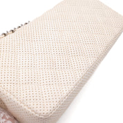 Chanel Classic Single Flap East West Medium Perforiertem Lammleder Off-White PHW