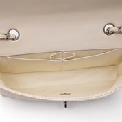 Chanel Classic Single Flap East West Medium Perforiertem Lammleder Off-White PHW