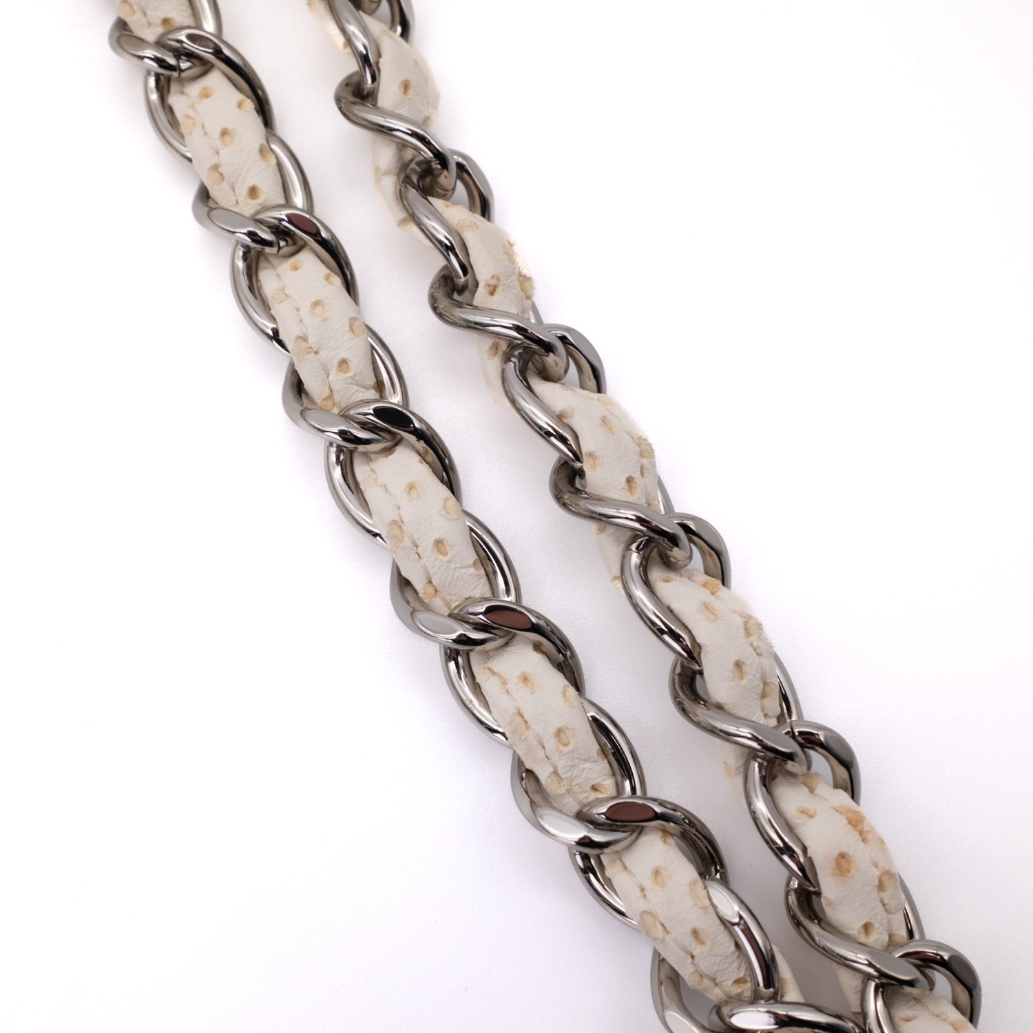 Chanel Classic Single Flap East West Medium Perforiertem Lammleder Off-White PHW