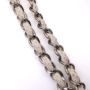 Chanel Classic Single Flap East West Medium Perforiertem Lammleder Off-White PHW