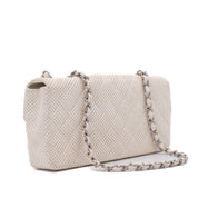 Chanel Classic Single Flap East West Medium Perforiertem Lammleder Off-White PHW