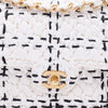 Chanel Classic Single Flap Medium Raffia Stroh Effect Tweed Schwarz Weiß GHW