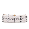 Chanel Classic Single Flap Medium Raffia Stroh Effect Tweed Schwarz Weiß GHW