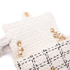 Chanel Classic Single Flap Medium Raffia Stroh Effect Tweed Schwarz Weiß GHW