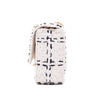 Chanel Classic Single Flap Medium Raffia Stroh Effect Tweed Schwarz Weiß GHW