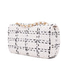 Chanel Classic Single Flap Medium Raffia Stroh Effect Tweed Schwarz Weiß GHW