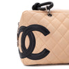 Chanel Cambon Bowling Bag Large Beige Schwarz Rectangle SHW