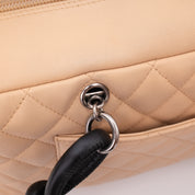 Chanel Cambon Bowling Bag Large Beige Schwarz Rectangle SHW