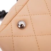 Chanel Cambon Bowling Bag Large Beige Schwarz Rectangle SHW