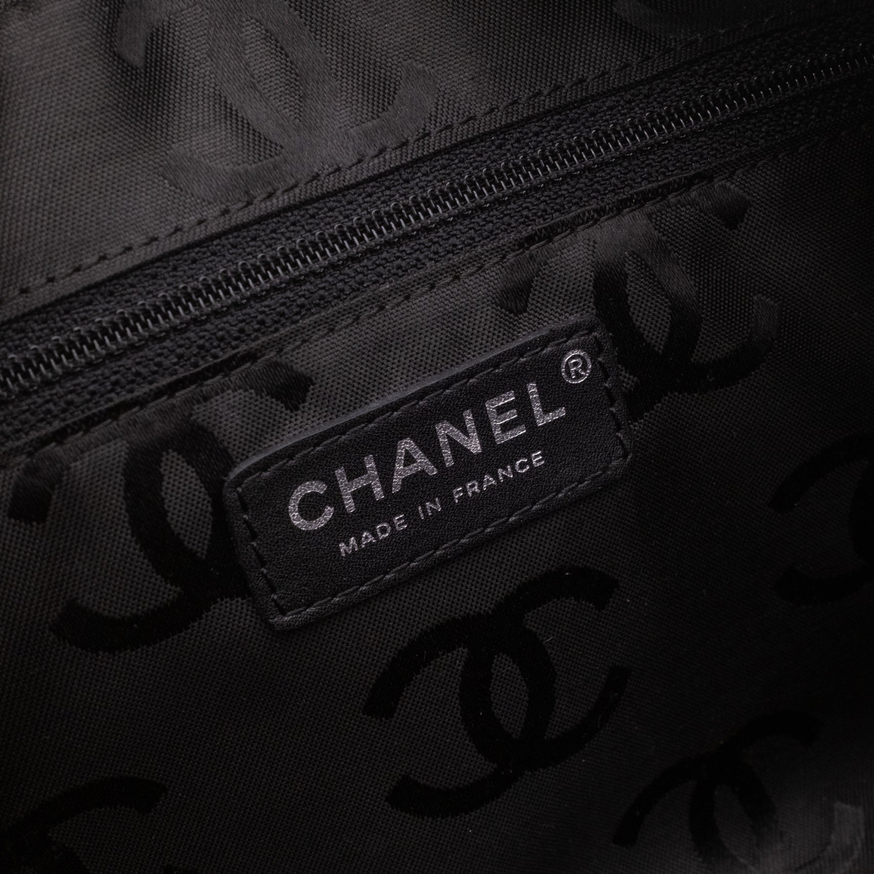 Chanel Cambon Bowling Bag Large Beige Schwarz Rectangle SHW