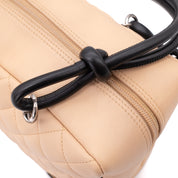 Chanel Cambon Bowling Bag Large Beige Schwarz Rectangle SHW