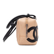 Chanel Cambon Bowling Bag Large Beige Schwarz Rectangle SHW
