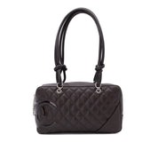 Chanel Cambon Bowling Bag Large Chocolate Rectangle SHW