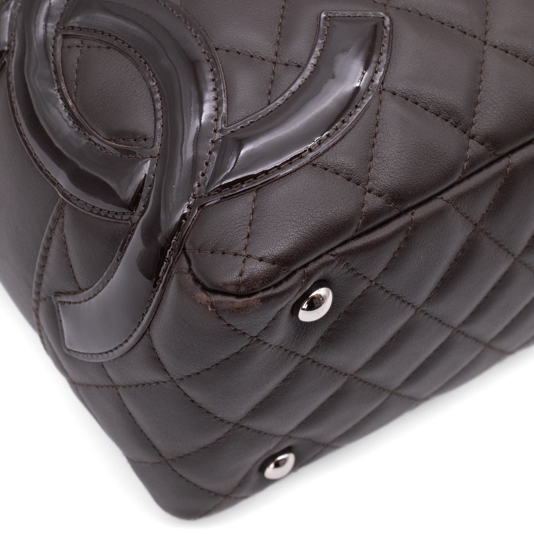 Chanel Cambon Bowling Bag Large Chocolate Rectangle SHW