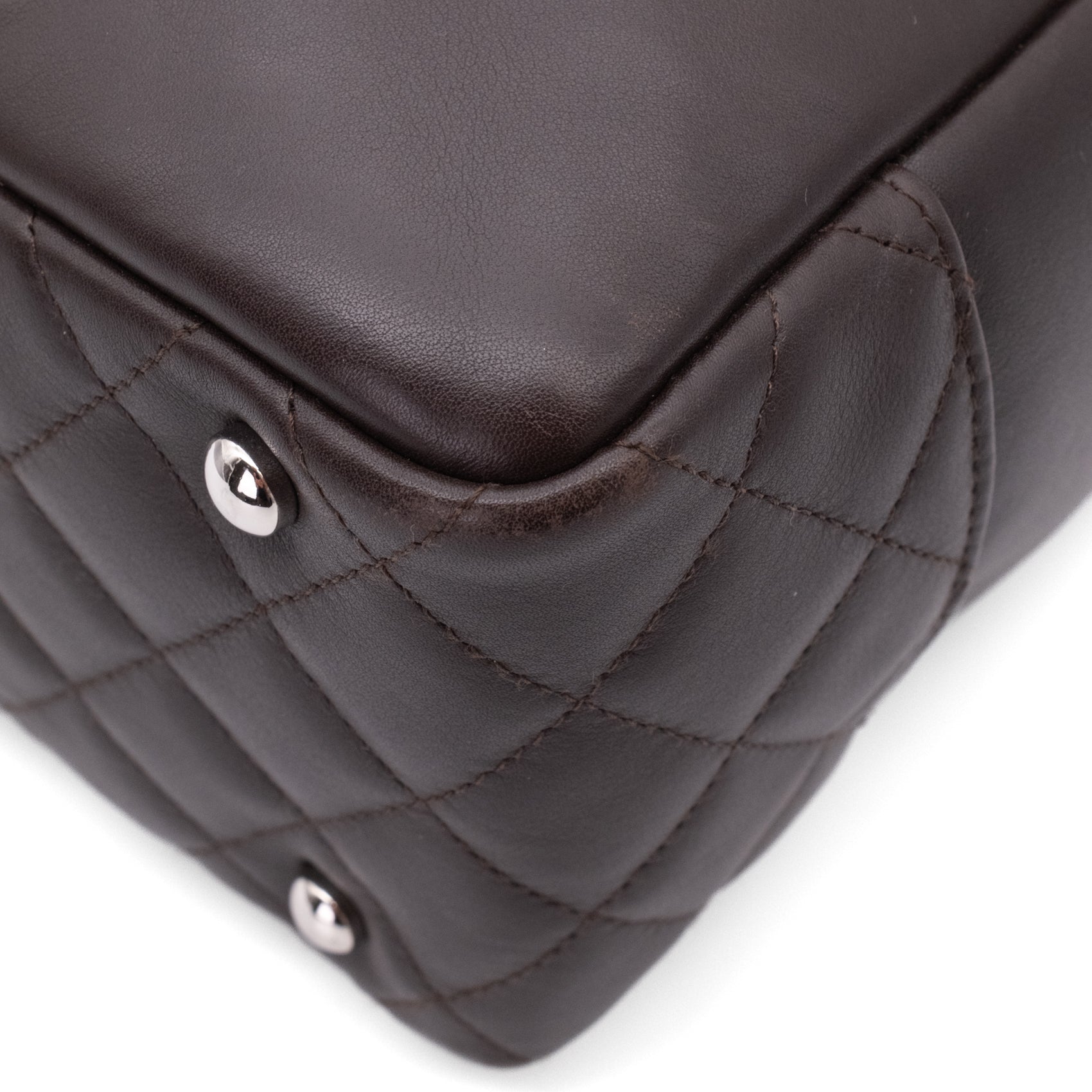 Chanel Cambon Bowling Bag Large Chocolate Rectangle SHW