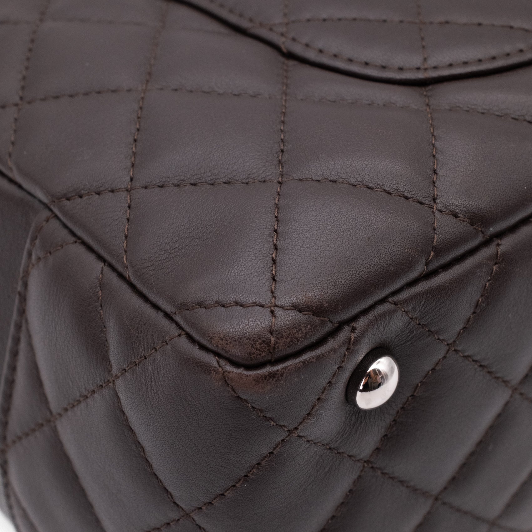 Chanel Cambon Bowling Bag Large Chocolate Rectangle SHW
