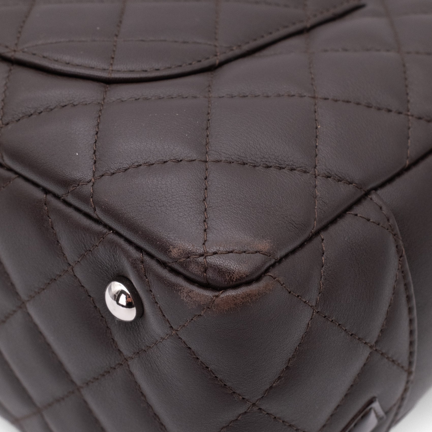 Chanel Cambon Bowling Bag Large Chocolate Rectangle SHW