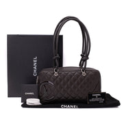 Chanel Cambon Bowling Bag Large Chocolate Rectangle SHW