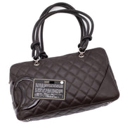 Chanel Cambon Bowling Bag Large Chocolate Rectangle SHW