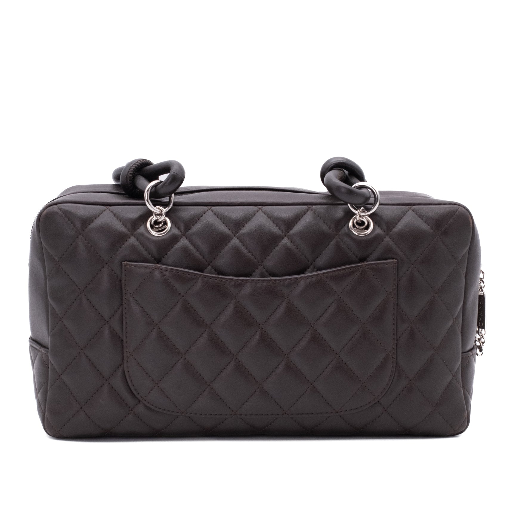 Chanel Cambon Bowling Bag Large Chocolate Rectangle SHW