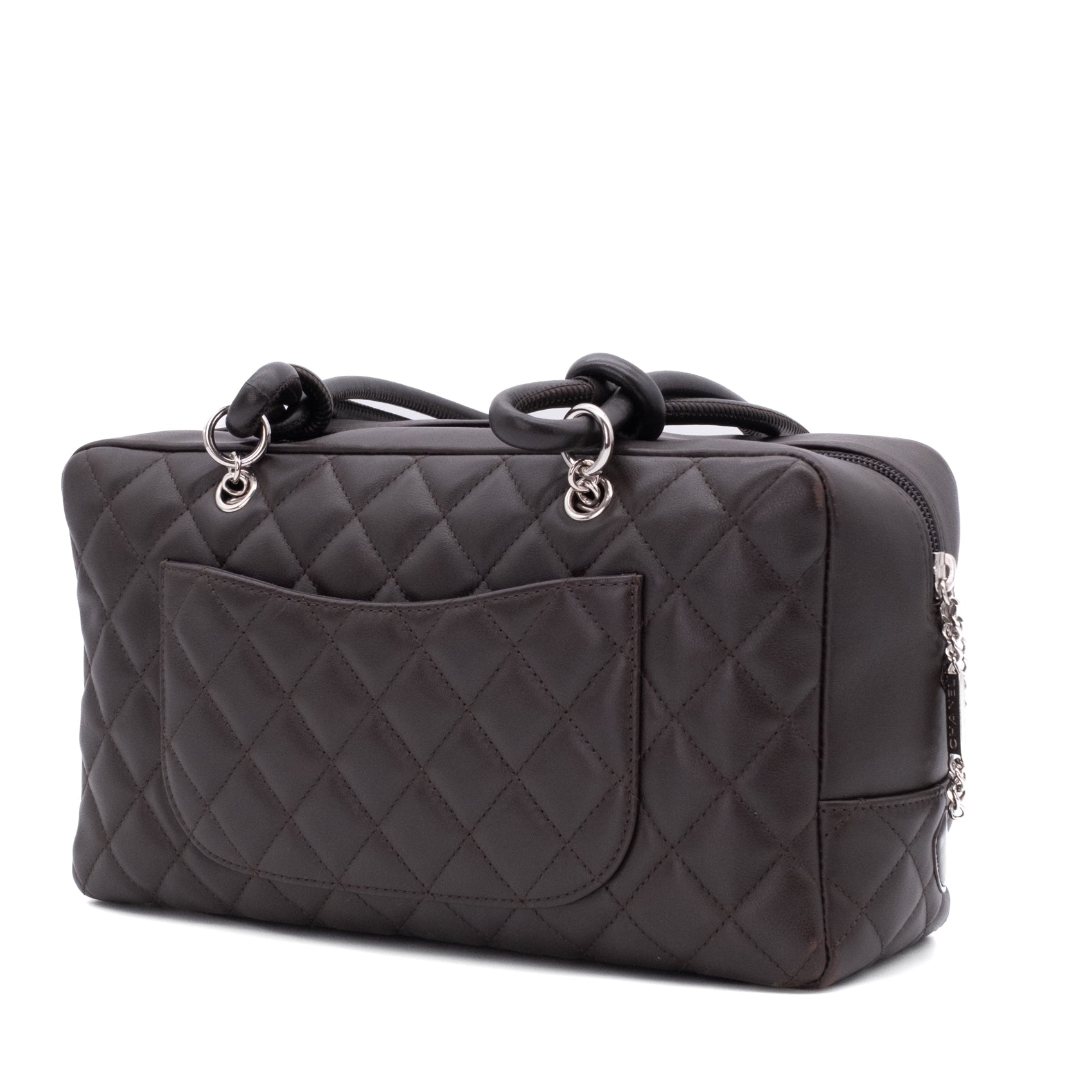 Chanel Cambon Bowling Bag Large Chocolate Rectangle SHW