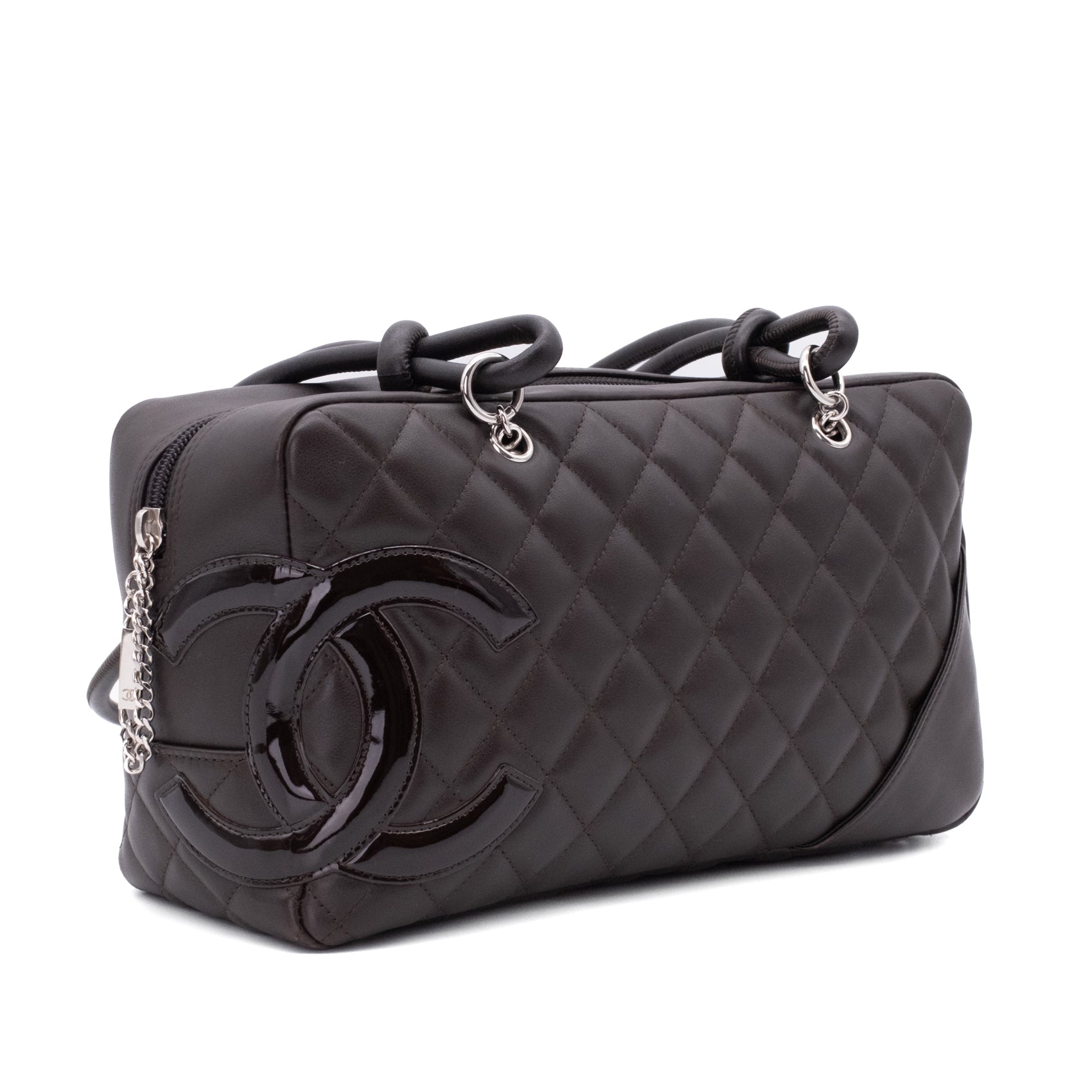 Chanel Cambon Bowling Bag Large Chocolate Rectangle SHW