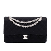 Chanel Classic Double Flap Bag Medium Jersey Schwarz Mademoiselle PHW