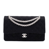 Chanel Classic Double Flap Bag Medium Jersey Schwarz Mademoiselle PHW